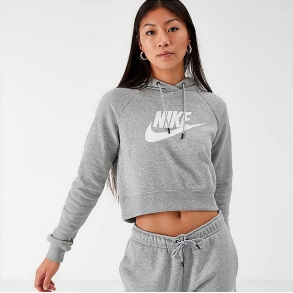 Nike Women's Heather Gray Cropped Hoodie